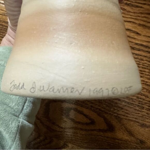 Todd Warner PIG HOG Farm Animal Art Bell Sculpture Hand Signed FOLK ART CERAMIC - Picture 7 of 7